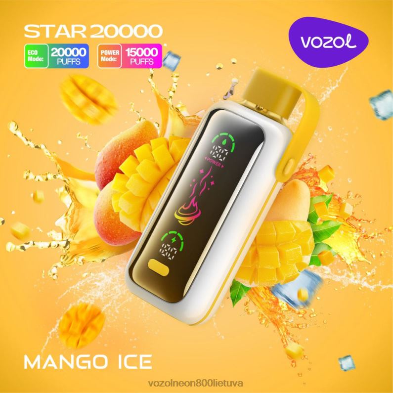 VOZOL Vape Kaina - mangų ledas VOZOL STAR 20 000 HD8TF13