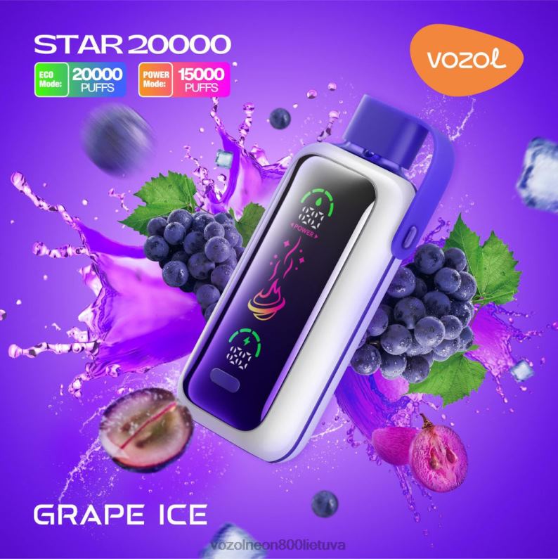 VOZOL Vape Review - vynuogių ledas VOZOL STAR 20 000 HD8TF9